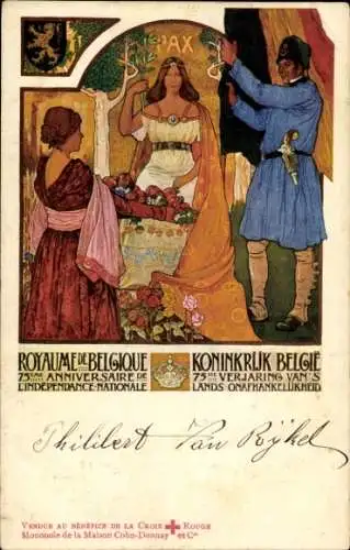 Künstler Ak Belgien, Royaume de Belgique, 75eme Anniversaire de l'Independance Nationale