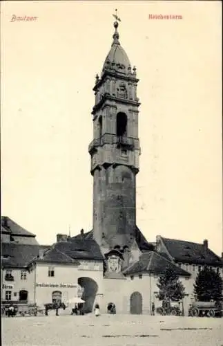 Ak Bautzen in der Oberlausitz, Reichenturm,  Architektur, Schwarz-Weiß-Fotografie