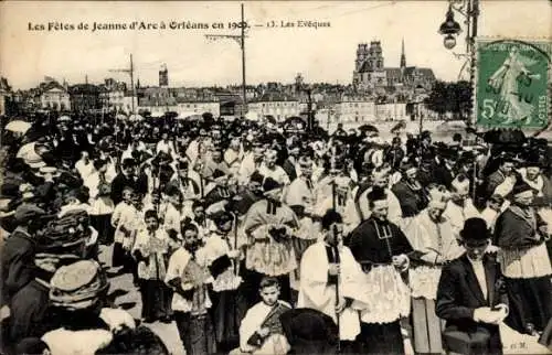 Ak Orléans Loiret, Feste von Jeanne d'Arc, 1900, Prozession, Bischöfe,  Feier