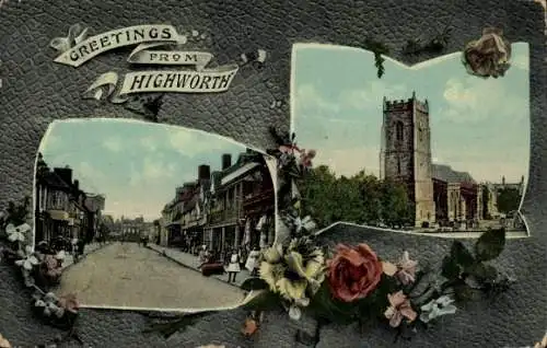 Ak Highworth Wiltshire England, Straßenpartie, Kirche