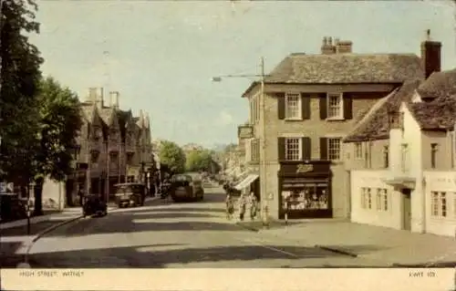 Ak Witney Oxfordshire England, High Street,   Gebäude, Straßenansicht, 1950er Jahre