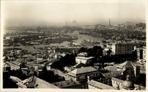 Ak Genova Genua Liguria, Panorama von  Hafen, Schiffe, Landschaft