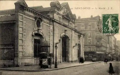 CPA Île Saint Denis Seine Saint Denis, Le Marché