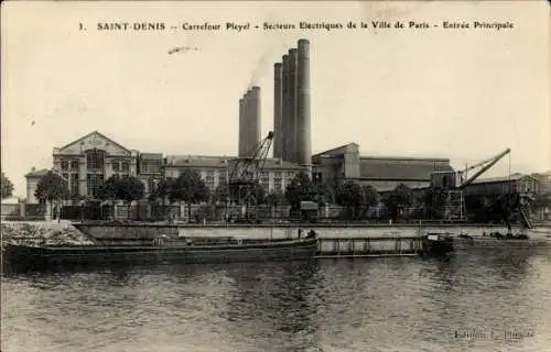 CPA Île Saint Denis Seine Saint Denis, Carrefour Pleyel, Secteurs Electriques de la Ville de Paris