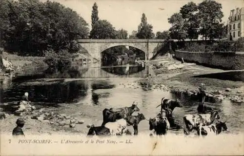 Ak Pont Scorff Morbihan, Wasserstelle und Brücke