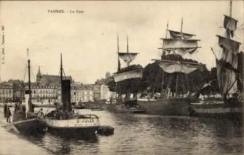 Ak Vannes Morbihan, Hafenansicht von   Schiffe, Boote