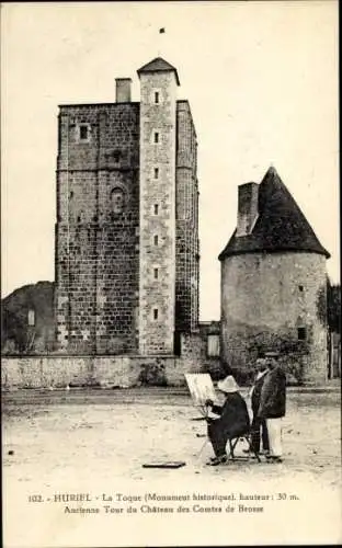 Ak Huriel Allier, La Toque, s Monument, 30 m hoch, Turm, Schloss der Grafen von Brosse
