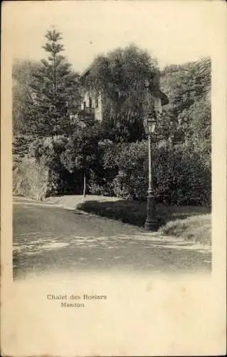 Ak Menton Alpes Maritimes, Chalet des Rosiers, Haus, Laterne, Landschaft, Pflanzen, foto