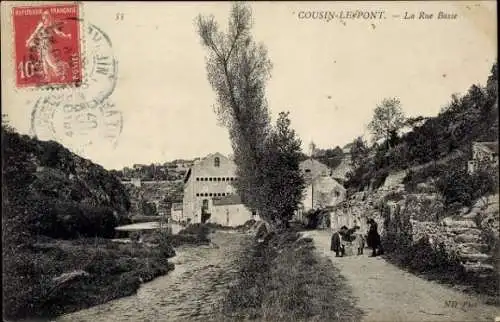 Ak Cousin le Pont Avallon Yonne, Rue Basse
