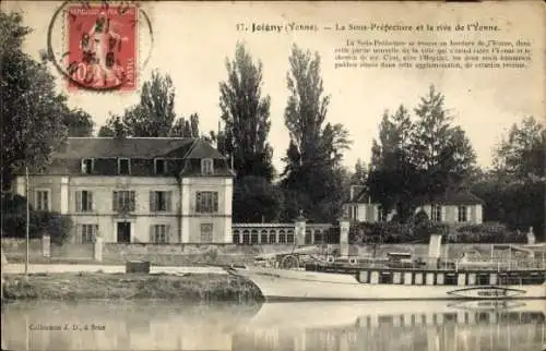 Ak Joigny Yonne, Sous-Préfectur, Yonne, Fluss, Architektur, Landschaft