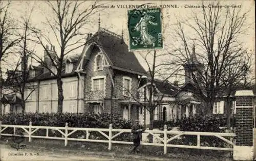 Ak Villeneuve sur Yonne, Château du Champ-du-Guet, Umgebinde mit Bäumen, Zaun, Poststempel