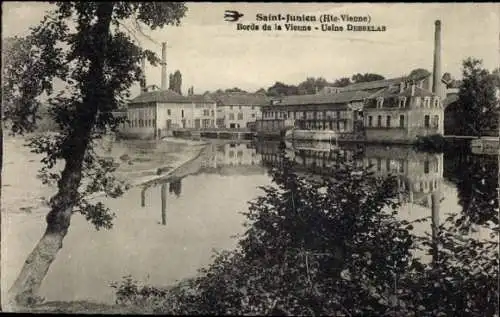 Ak Saint Junien Haute Vienne, Bords de la Vienne, Usine Desselas