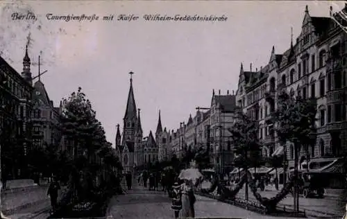 Ak Berlin Charlottenburg, Tauentzienstraße, Kaiser Wilhelm Gedächtniskirche