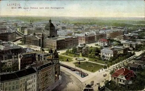Ak Leipzig, Blick vom neuen Rathaus, Reichsgericht, Stadtansicht,  