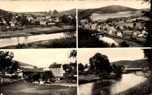Ak Bad Lausick in Sachsen, Flusslandschaft mit Häusern, ländliche Umgebung, Brücke, Bäume