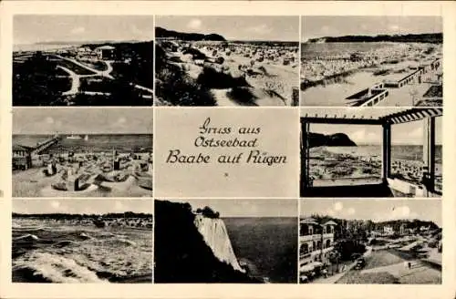 Ak Ostseebad Baabe auf Rügen, Grüße aus Ostseebad Baabe, Fotos von Strand und Landschaft
