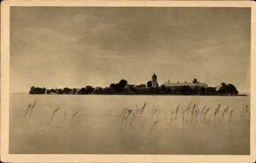 Ak Frauensee Bad Salzungen im Wartburgkreis,  Blick von der Krautinsel,  Ansicht