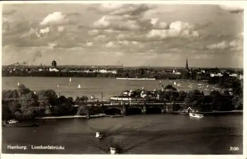 Ak Hamburg Mitte Altstadt, Lombardsbrücke, Segelboote