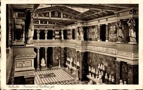Ak Donaustauf in der Oberpfalz, Walhalla, Innenansicht der Galerie