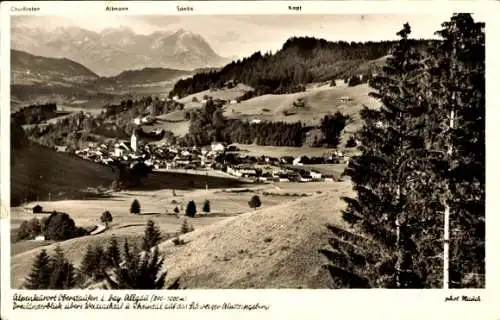Ak Oberstaufen im Allgäu, Berglandschaft, Dorfansicht, Alpen, Chursten, Altmann, Santis