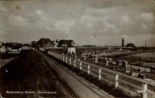 Ak Nordseebad Büsum, Nordseebad  Herrenstrand, Küstenpromenade, Strandbäder