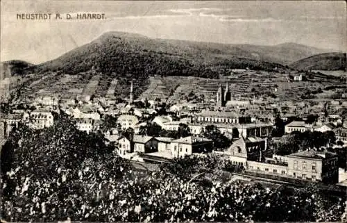Ak Neustadt an der Haardt Neustadt an der Weinstraße , Stadtansicht, Hügel, Kirche, Gebäude, Schw