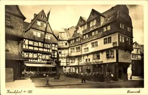 Ak Frankfurt am Main, Altstadt, Fachwerkhäuser, Roseneck, Markt,  Gebäude