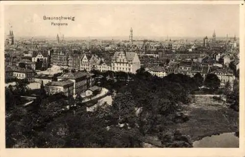 Ak Braunschweig in Niedersachsen, Panoramablick auf   Architektur, Stadtlandschaft