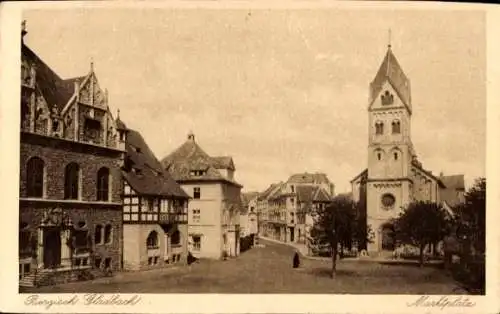 Ak Bergisch Gladbach Nordrhein Westfalen, Historische Gebäude, Kirche, Marktplatz, ruhige Atmosph