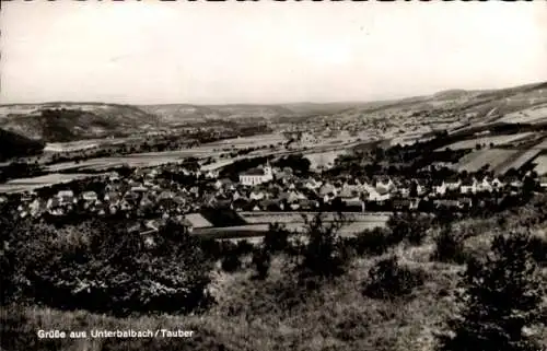 Ak Unterbalbach Lauda Königshofen in Tauberfranken, Schöne Landschaft mit Häusern, Kirche, Weinbe