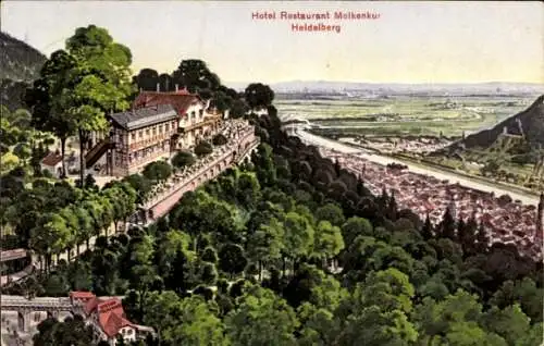 Ak Heidelberg am Neckar, Hotel Restaurant Molkenkur, Heidelberger Landschaft, malerische Aussicht