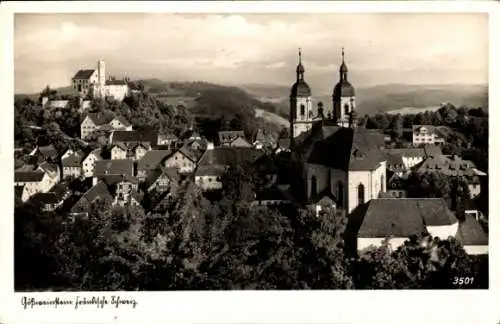 Ak Gößweinstein in Oberfranken, Historische Stadtansicht, Kirche, Burgruine, fränkische Schweiz
