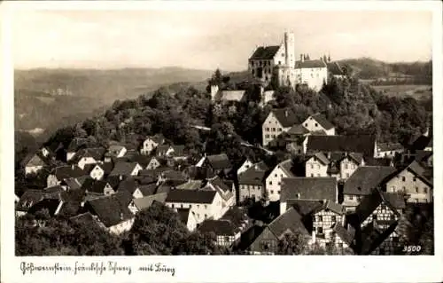Ak Gössweinstein Gößweinstein in Oberfranken, Burg auf einem Hügel, Häuseransichten, schwarz-weiß