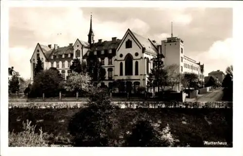 Ak Speyer am Rhein, Mutterhaus, große Gebäude mit Türmen, Bäume, gepflegte Anlage