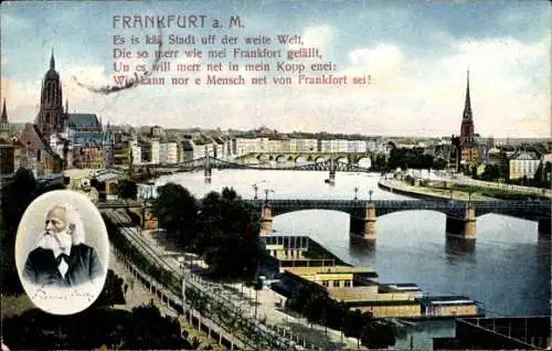 Ak Frankfurt am Main, Stadtansicht, Main-Brücken