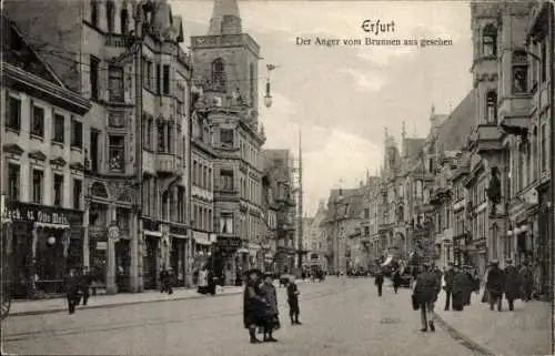 Ak Erfurt in Thüringen, Stadtansicht  Der Anger,  Gebäude, Menschen auf der Straße
