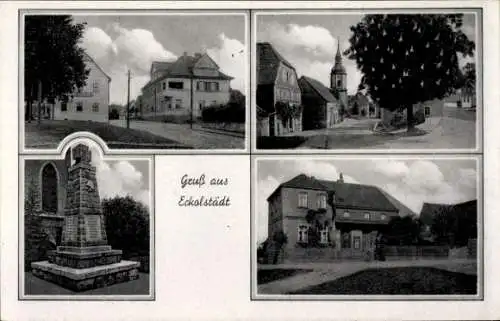 Ak Eckolstädt Bad Sulza in Thüringen, Teilansichten, Denkmal, Gebäude, Kirche