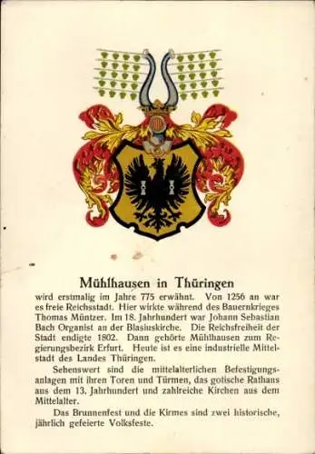 Ak Mühlhausen in Thüringen, Wappen