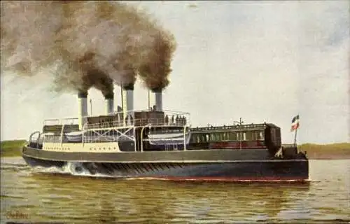 Künstler Ak Rave, Chr., Marine Galerie 78, Dampffähre zwischen Warnemünde und Gjedser, Jetztzeit