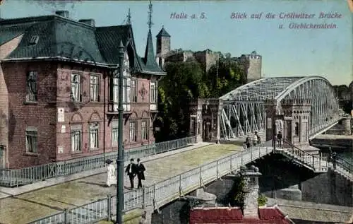 Ak Giebichenstein Halle an der Saale,  Cröllwitzer Brücke, Giebichenstein,  Architektur