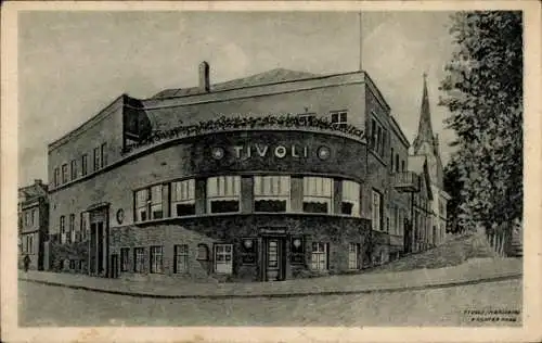 Ak Merseburg an der Saale, Tivoli, Gasthaus, Konzert- und Ball-Lokal, Zeichnung,  Ansicht