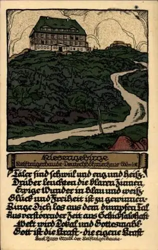 Steindruck Ak Szklarska Poręba Schreiberhau Riesengebirge Schlesien, Reifträgerbaude, Deutschböhmerh