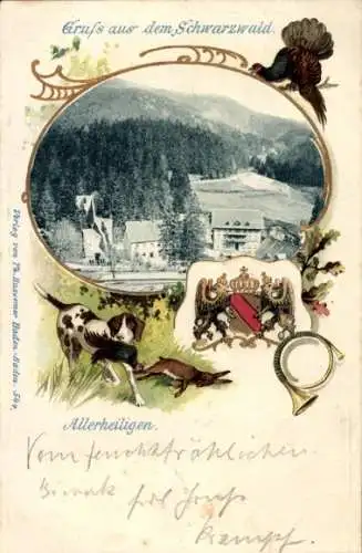 Präge Wappen Passepartout Ak Allerheiligen Oppenau im Schwarzwald, Teilansicht