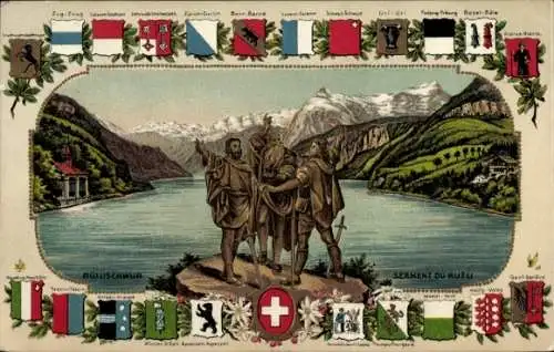 Präge Wappen Litho Schweiz, Rütlischwur