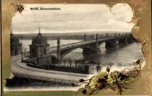 Passepartout Ak Mainz am Rhein, Straßenbrücke