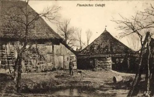 Ak Dorfpartie, Flämisches Gehöft