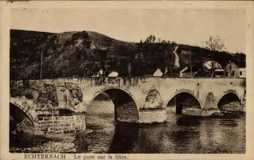 Ak Echternach Luxemburg, Brücke über die Sûre, Landschaft,  Architektur
