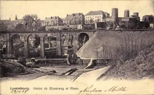 Ak Luxembourg Luxemburg, Viaduc du Bissweg, Rham
