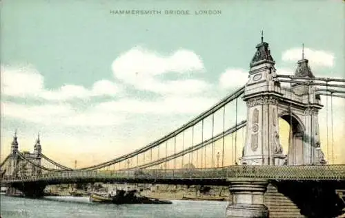 Ak Hammersmith London England, Hammersmith Bridge,  farbige 