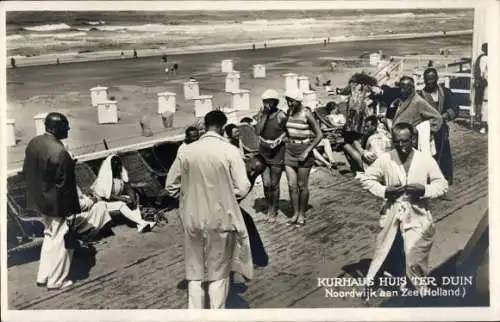 Ak Noordwijk aan Zee Südholland, Strand, Kurhaus Huis ter Duin, Menschen, entspannen, Holland